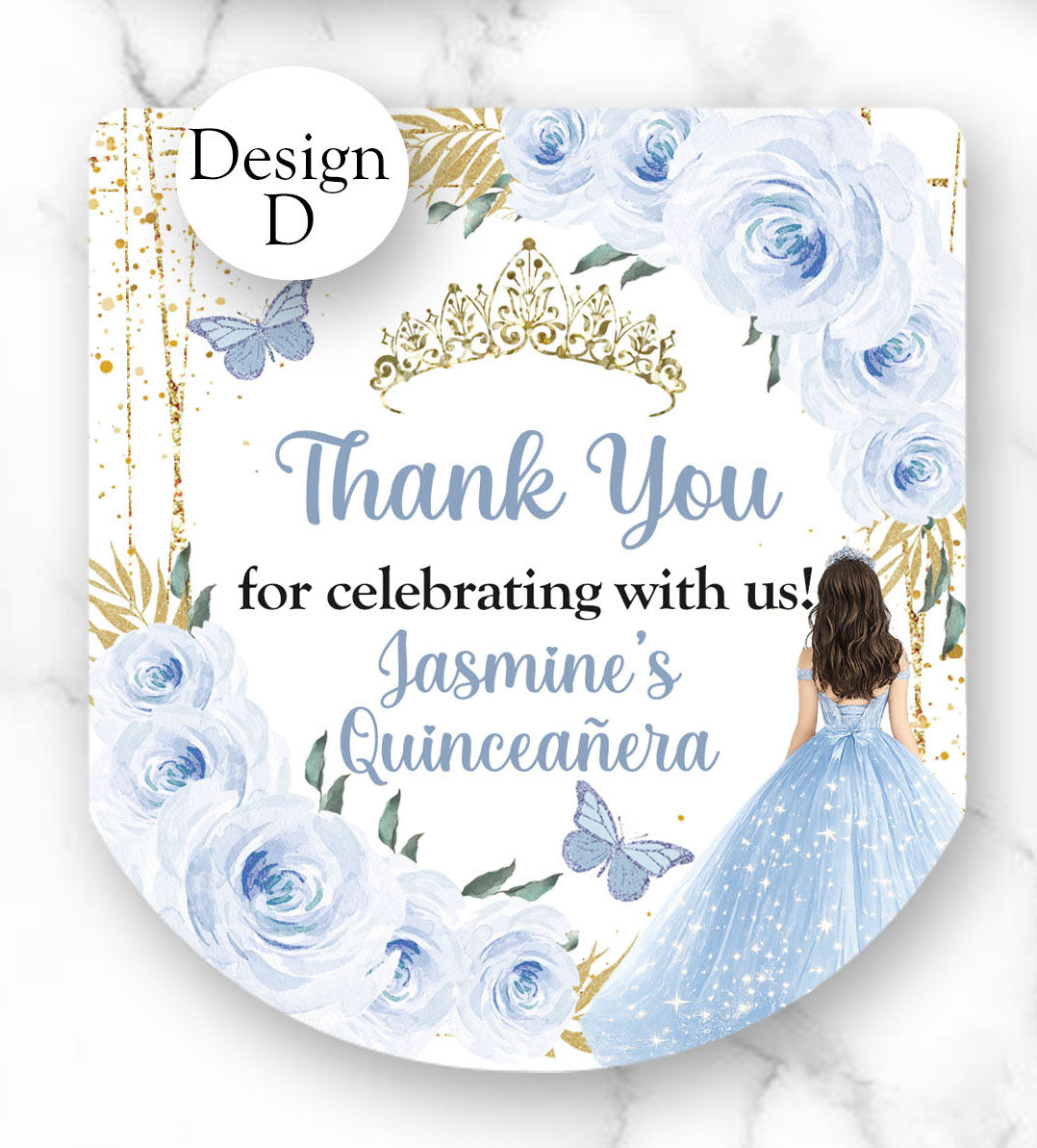 Blue Quinceanera Sweet Sixteen Pocketbac Hand Sanitizer Labels