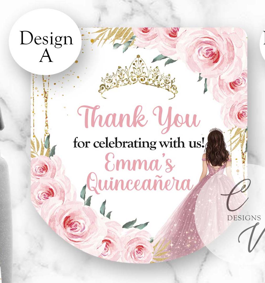 Quinceanera Sweet Sixteen Pocketbac Hand Sanitizer Labels