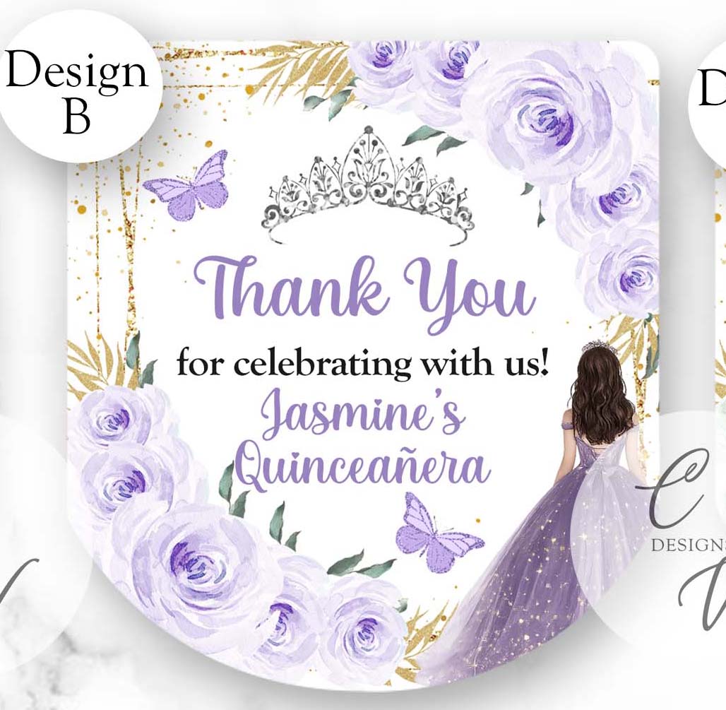 Quinceanera Sweet Sixteen Pocketbac Hand Sanitizer Labels