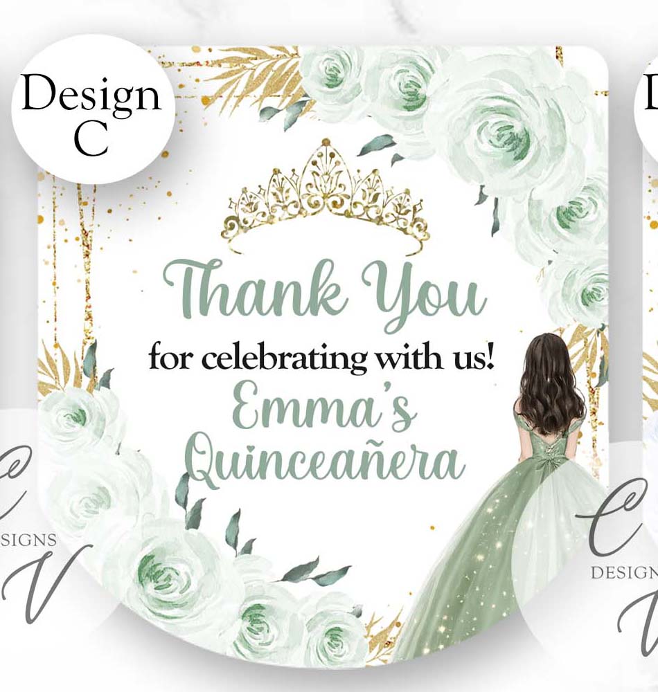 Quinceanera Sweet Sixteen Pocketbac Hand Sanitizer Labels