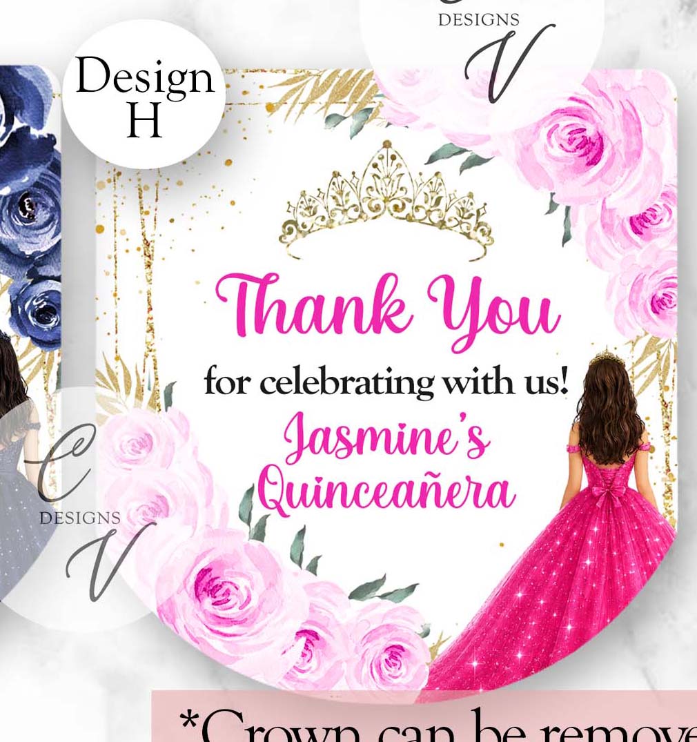 Quinceanera Sweet Sixteen Pocketbac Hand Sanitizer Labels