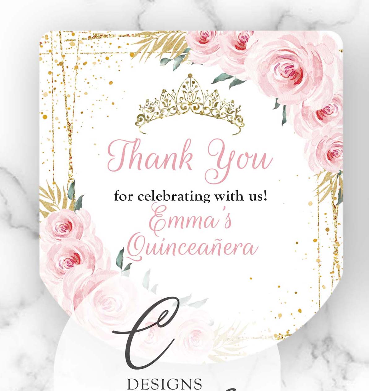 Pink Quinceanera Sweet Sixteen Pocketbac Hand Sanitizer Labels