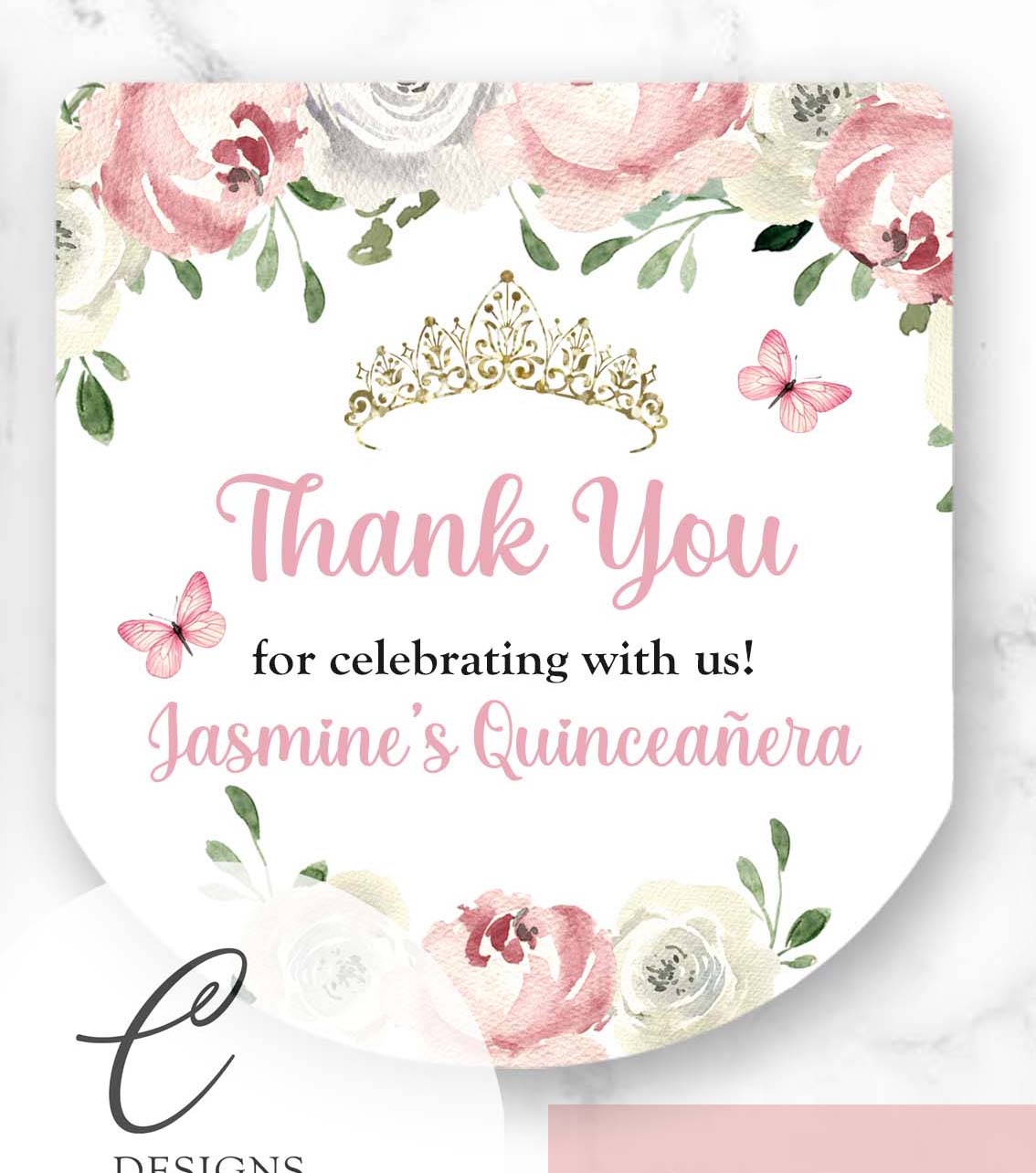 Pink Quinceanera Sweet Sixteen Pocketbac Hand Sanitizer Labels