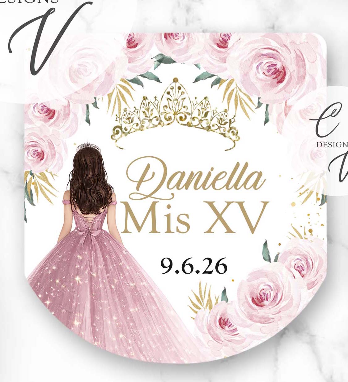 Pink Quinceanera Sweet Sixteen Pocketbac Hand Sanitizer Labels