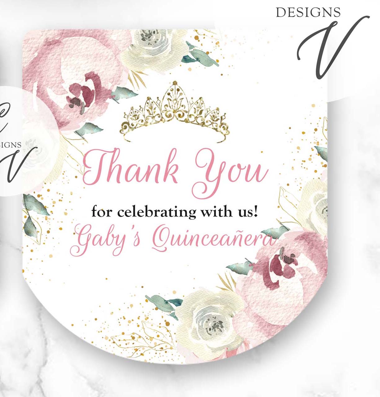 Pink Quinceanera Sweet Sixteen Pocketbac Hand Sanitizer Labels