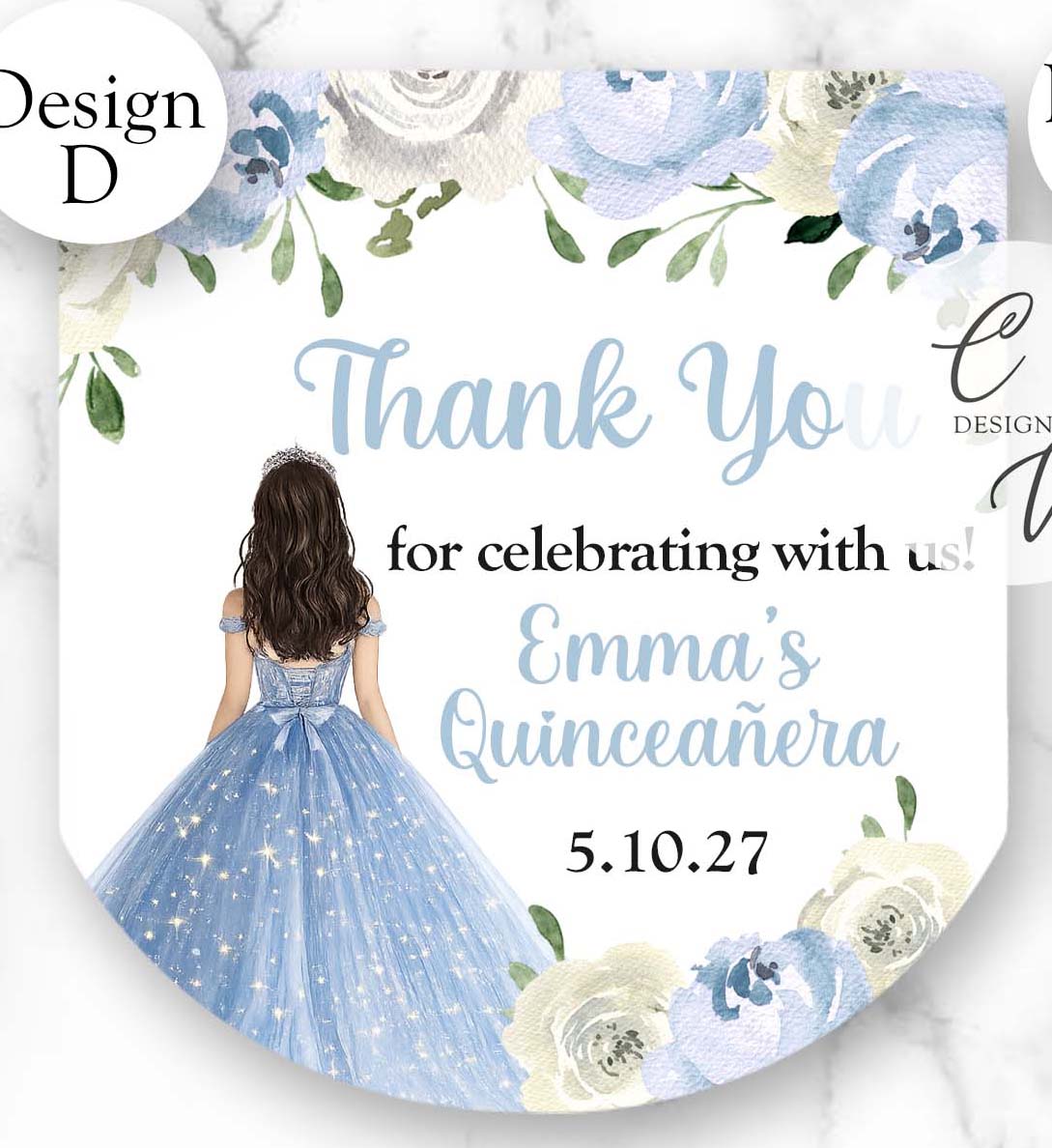 Blue Quinceanera Sweet Sixteen Pocketbac Hand Sanitizer Labels