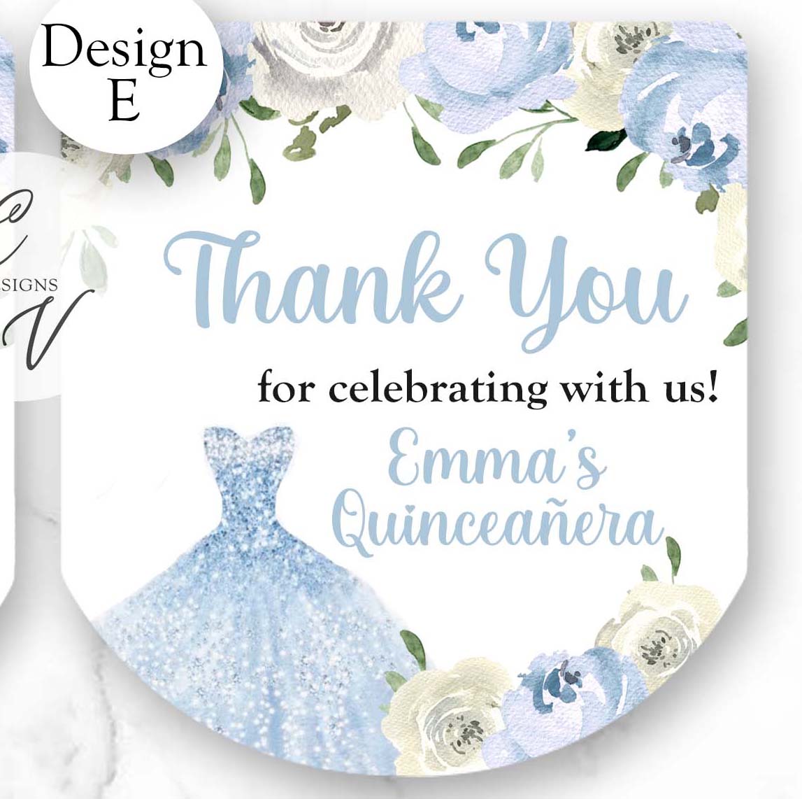 Blue Quinceanera Sweet Sixteen Pocketbac Hand Sanitizer Labels