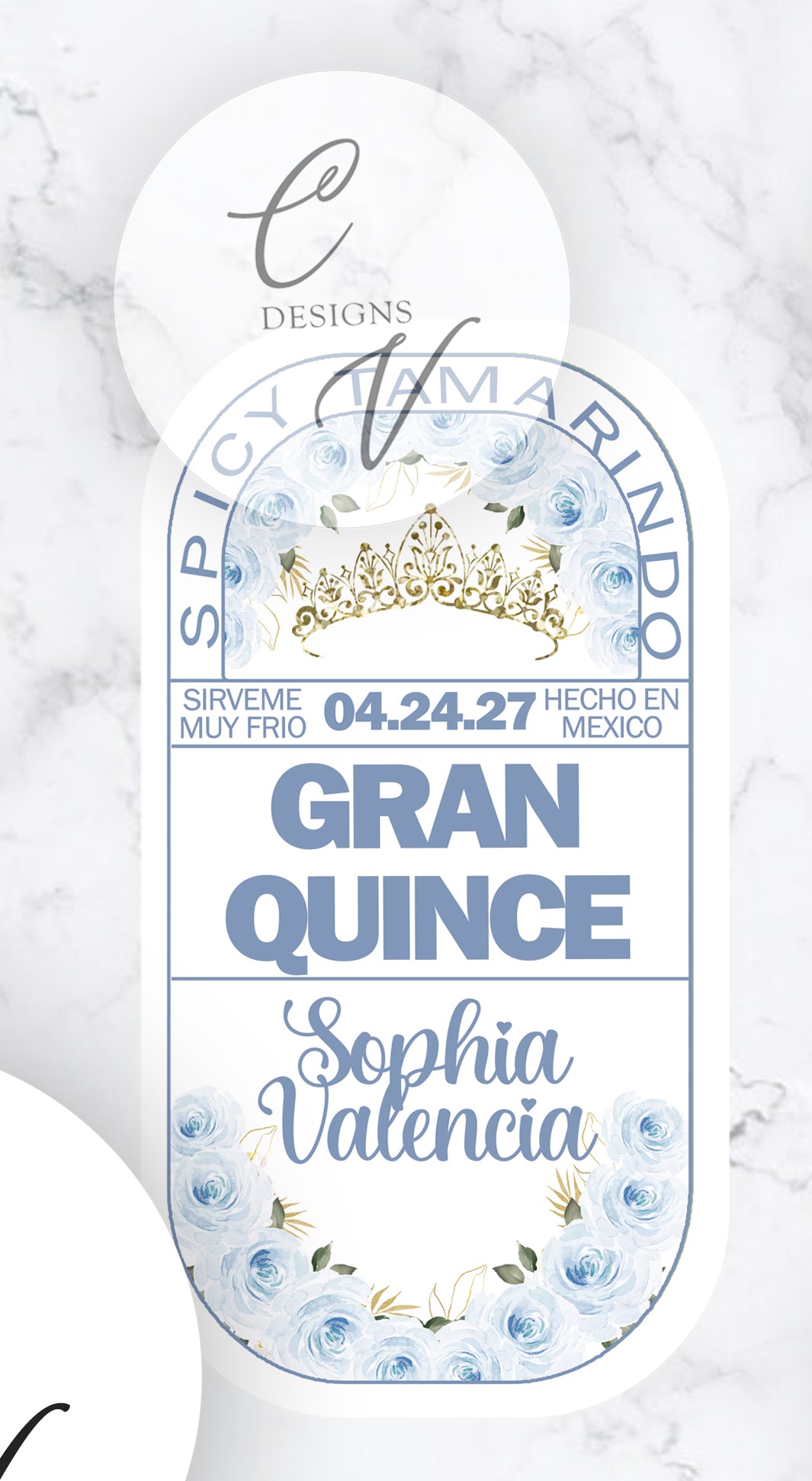 Quinceanera or Custom Gran Malo Tequila Large Bottle Labels only